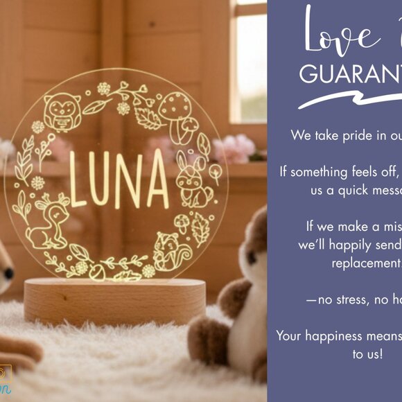 Custom Forest Animals LED Night Light – Whimsical Decor for Kids - Picture 6 of 8